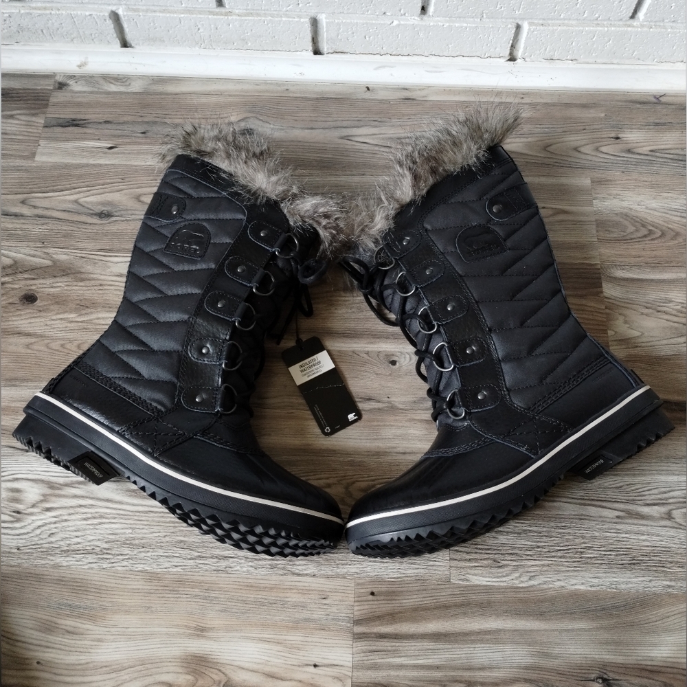 Sorel Tofino ll Faux Fur High Black Waterproof Winter Boots NL2332-010 Size 8